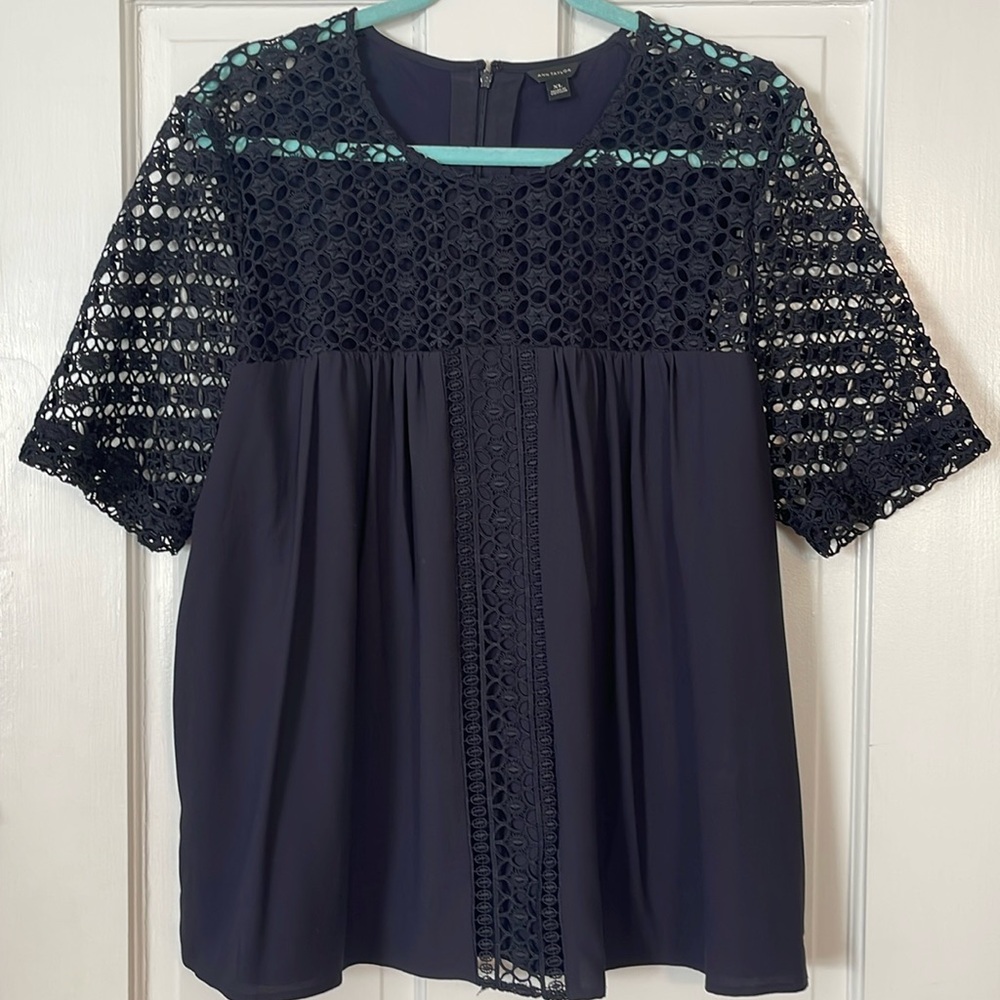 Elegant Navy Lace Women's Top